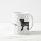 Black Labrador Retriever Cartoon Dog & Name Kaffeetasse (VorderseiteRechts)
