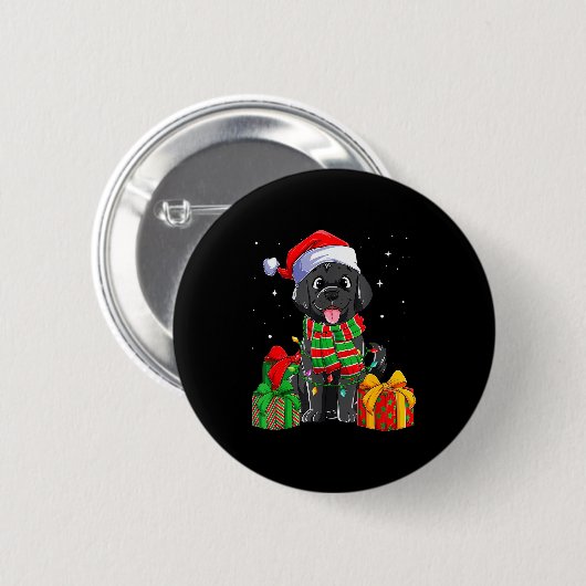 Black Labrador Retriever Christmas Lights Xmas Lab Button (Vorne & Hinten)