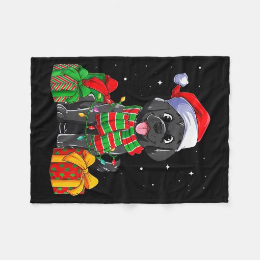 Black Labrador Retriever Christmas Lights Xmas Lab Fleecedecke (Vorderseite (Horizontal))