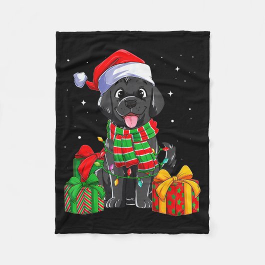 Black Labrador Retriever Christmas Lights Xmas Lab Fleecedecke (Vorderseite)