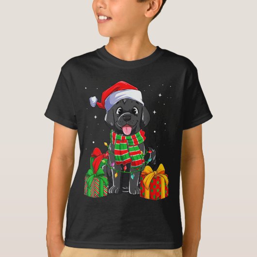 Black Labrador Retriever Christmas Lights Xmas Lab T-Shirt (Vorderseite)