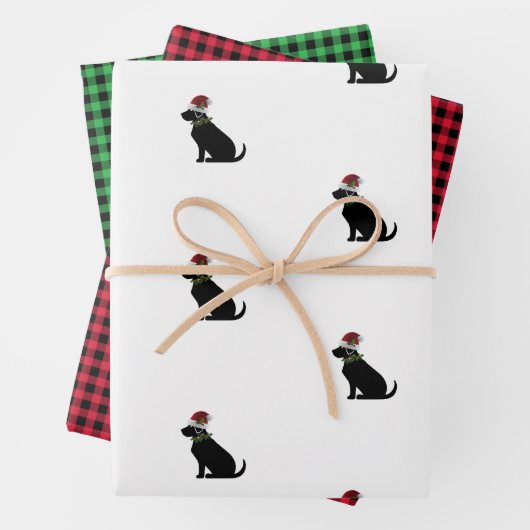 Black Labrador Retriever Christmas Pattern Karo Geschenkpapier Set (Beispiel)