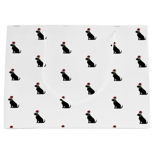Black Labrador Retriever Christmas Pattern Moderne Große Geschenktüte (Vorderseite)