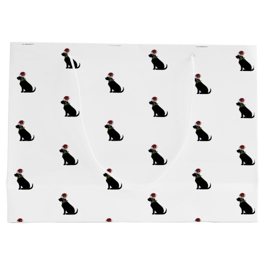 Black Labrador Retriever Christmas Pattern Moderne Große Geschenktüte (Rückseite)
