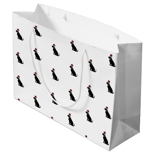 Black Labrador Retriever Christmas Pattern Moderne Große Geschenktüte (Rückseite Schrägansicht)