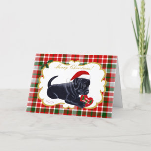 Black Labrador Retriever Christmas Tartan Feiertagskarte