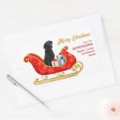 Black Labrador Retriever Dog Christmas Sleigh Rechteckiger Aufkleber (Umschlag)