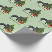 Black Labrador Retriever Dog Green Christmas Tree Geschenkpapier (Ecke)
