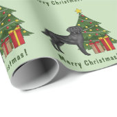 Black Labrador Retriever Dog Green Christmas Tree Geschenkpapier (Rolleneckpunkt)