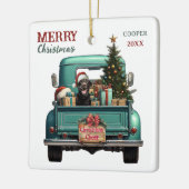 Black Labrador Retriever Dog Retro Truck Weihnacht Keramikornament (Links)