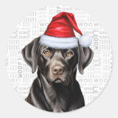 Black Labrador Retriever Dog Weihnachten Runder Aufkleber (Vorderseite)