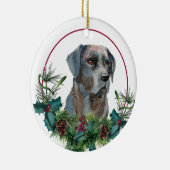 Black Labrador Retriever Evergreen Berry Wreath Keramik Ornament (Rechts)
