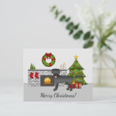 Black Labrador Retriever - Festlicher Weihnachtsra Postkarte (Stehend Vorderseite)