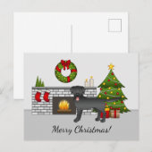 Black Labrador Retriever - Festlicher Weihnachtsra Postkarte (Vorne/Hinten)