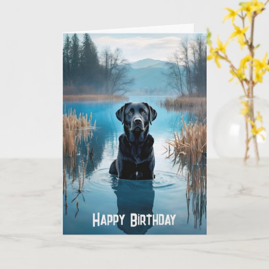 Black Labrador Retriever Geburtstag Karte (Gelbe Blume)