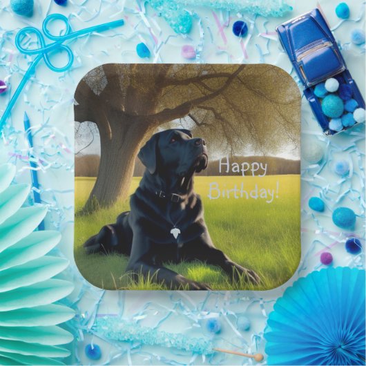 Black Labrador Retriever Geburtstag Pappteller (Party)