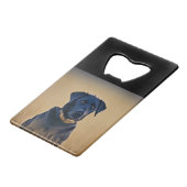 Black Labrador Retriever Geldbeutel Flaschenöffner (Rückseite Schrägansicht)