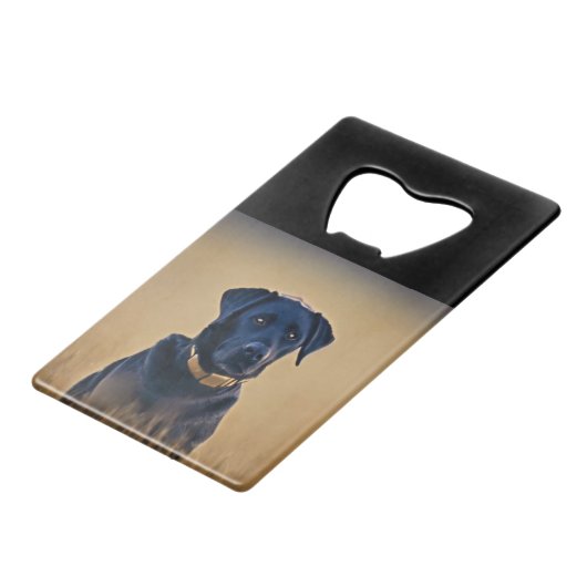 Black Labrador Retriever Geldbeutel Flaschenöffner (Rückseite Schrägansicht)