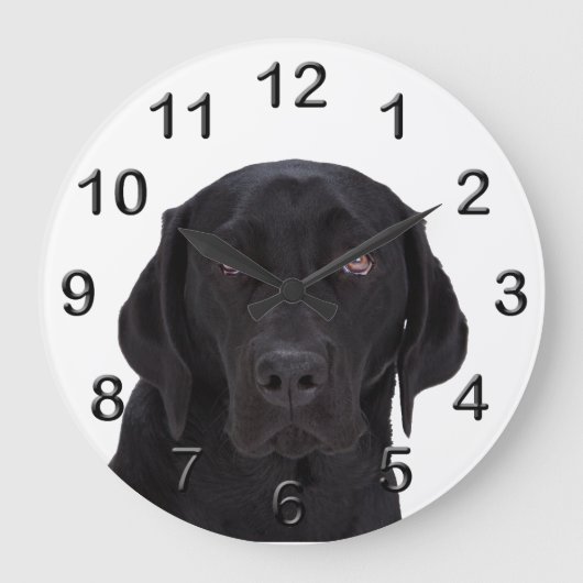 Black Labrador Retriever Große Wanduhr (Vorderseite)