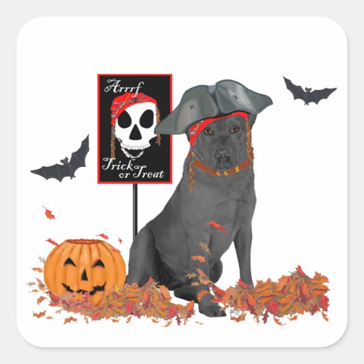 Black Labrador Retriever Halloween Quadratischer Aufkleber (Vorderseite)