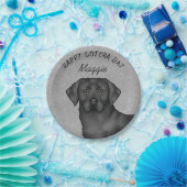 Black Labrador Retriever Happy Gotcha Day Grau Pappteller (Party)