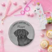 Black Labrador Retriever Happy Gotcha Day Grau Pappteller (Party)