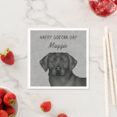 Black Labrador Retriever Happy Gotcha Day Grau Serviette (Beispiel)
