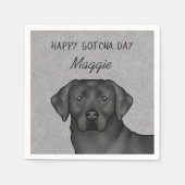 Black Labrador Retriever Happy Gotcha Day Grau Serviette (Vorderseite)