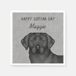 Black Labrador Retriever Happy Gotcha Day Grau Serviette
