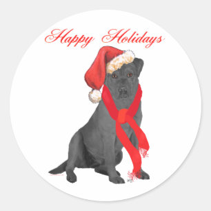 Black Labrador Retriever Holiday Greetings Runder Aufkleber