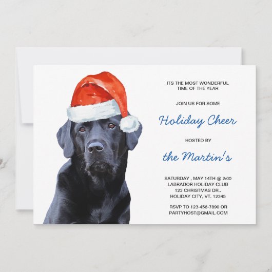 Black Labrador Retriever Holiday Niedlich Santa Do Einladung (Vorderseite)