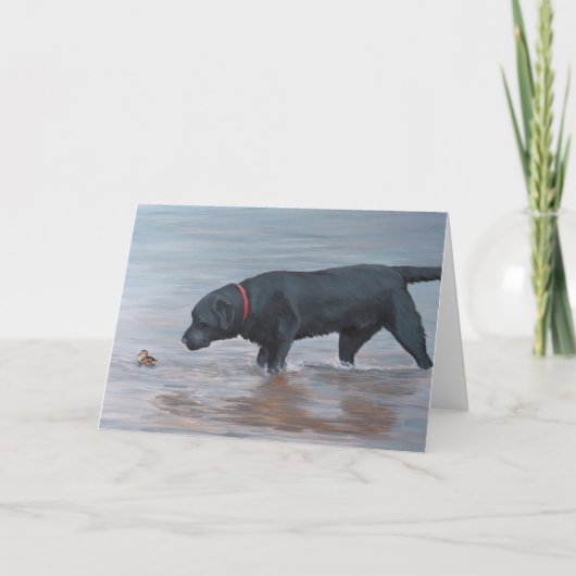 Black Labrador Retriever Hund Art Grußkarte Ankündigung (Vorderseite)