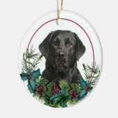 Black Labrador Retriever Hund Evergreen Kranz Keramik Ornament (Links)