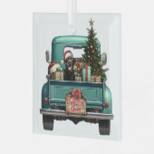 Black Labrador Retriever Hunde Farm LKW Weihnachte Ornament Aus Glas (Vorderseite links)