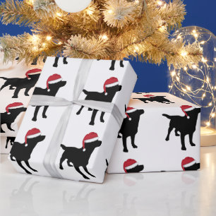 Black Labrador Retriever In Weihnachtsmannmütze We Geschenkpapier