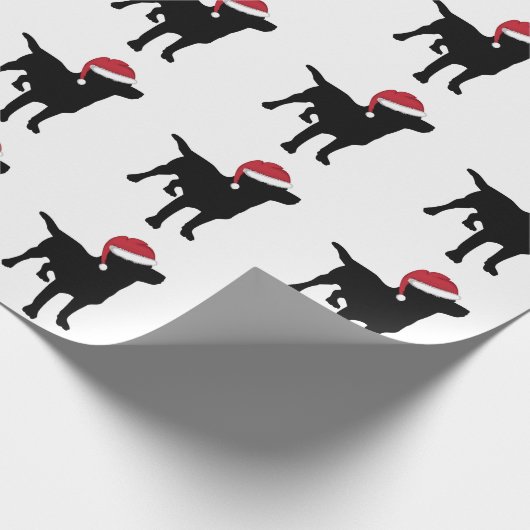 Black Labrador Retriever In Weihnachtsmannmütze We Geschenkpapier (Ecke)