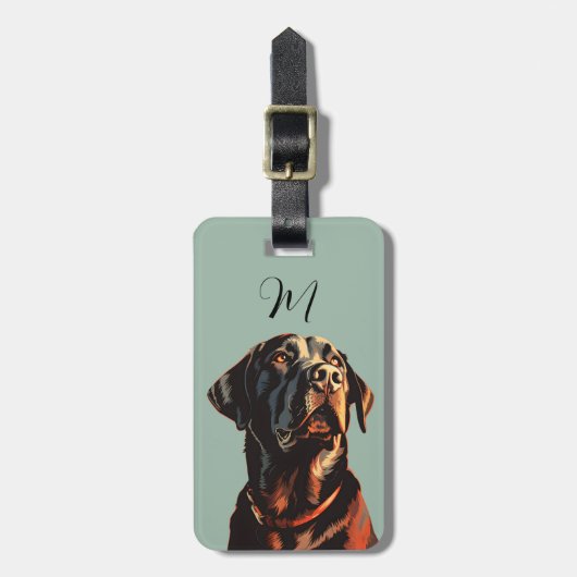 Black Labrador Retriever Luggage Tag Gepäckanhänger (Vorderseite vertikal)