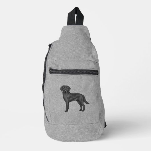 Black Labrador Retriever Niedlich Cartoon Labrador Crossbody Bag (Vorderseite)