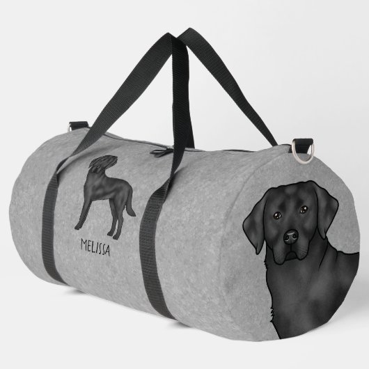 Black Labrador Retriever Niedlich Cartoon Labrador Duffle Bag (Linke Ecke)