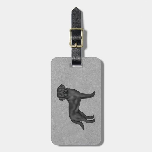 Black Labrador Retriever Niedlich Cartoon Labrador Gepäckanhänger (Vorderseite vertikal)