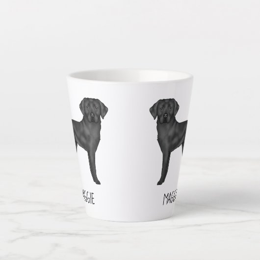 Black Labrador Retriever Niedlicher Hund Design Ih Milchtasse (Vorderseite)