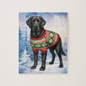 Black Labrador Retriever Niedlicher Weihnachtshund Puzzle (Vertikal)