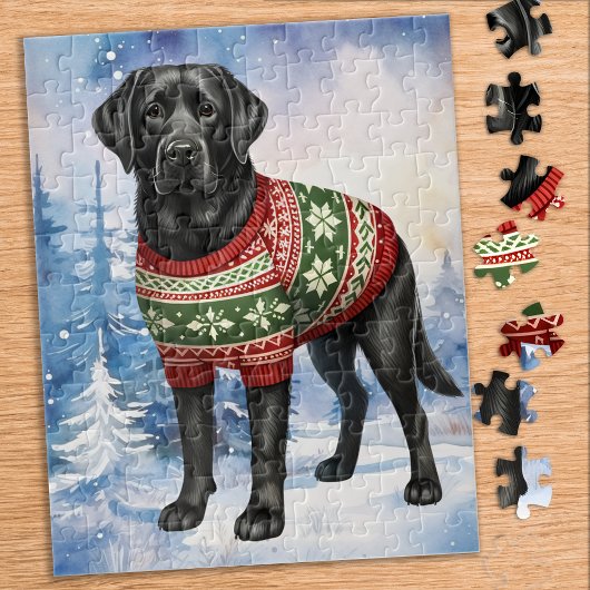 Black Labrador Retriever Niedlicher Weihnachtshund Puzzle