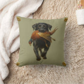 Black Labrador Retriever & Pheasant throw cushion Kissen (Decke)