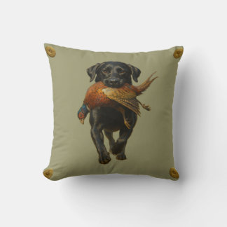 Black Labrador Retriever & Pheasant throw cushion Kissen