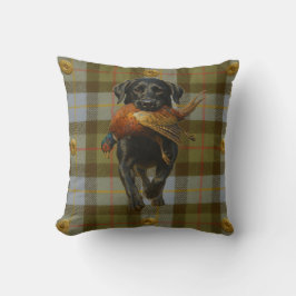 Black Labrador Retriever & Pheasant throw cushion Kissen