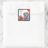 Black Labrador Retriever Poinsettia Bouquet Quadratischer Aufkleber (Tasche)