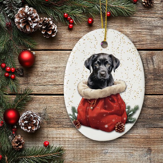 Black Labrador Retriever Puppy Christmas Geschenkt Keramik Ornament
