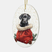 Black Labrador Retriever Puppy Christmas Geschenkt Keramik Ornament (Links)