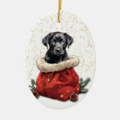 Black Labrador Retriever Puppy Christmas Geschenkt Keramik Ornament (Vorne)